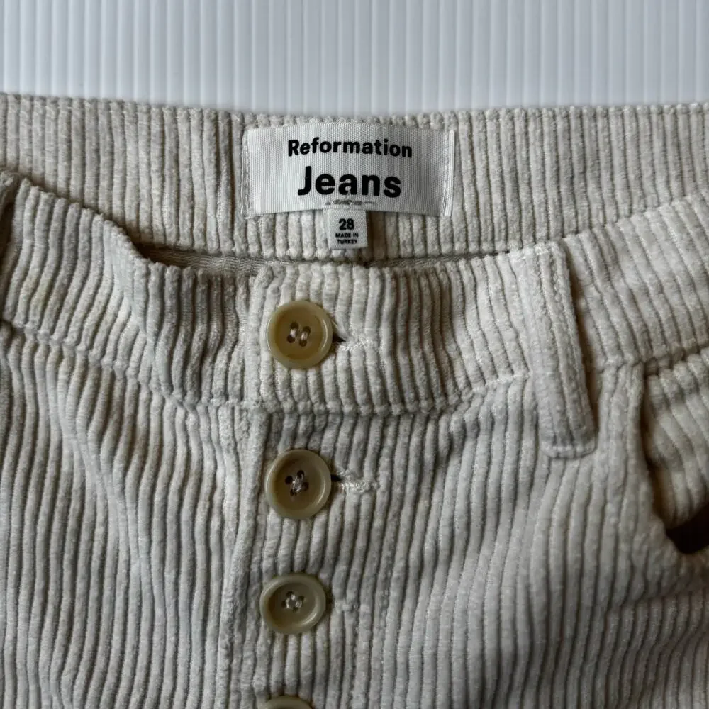 Reformation Cynthia Corduroy Pants 28 Cream Straight Cozy Nostalgic Retro Ivy - Picture 4 of 16
